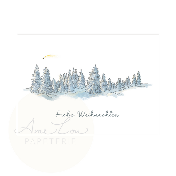 Minikarte zu Weihnachten "Verschneiter Wald"