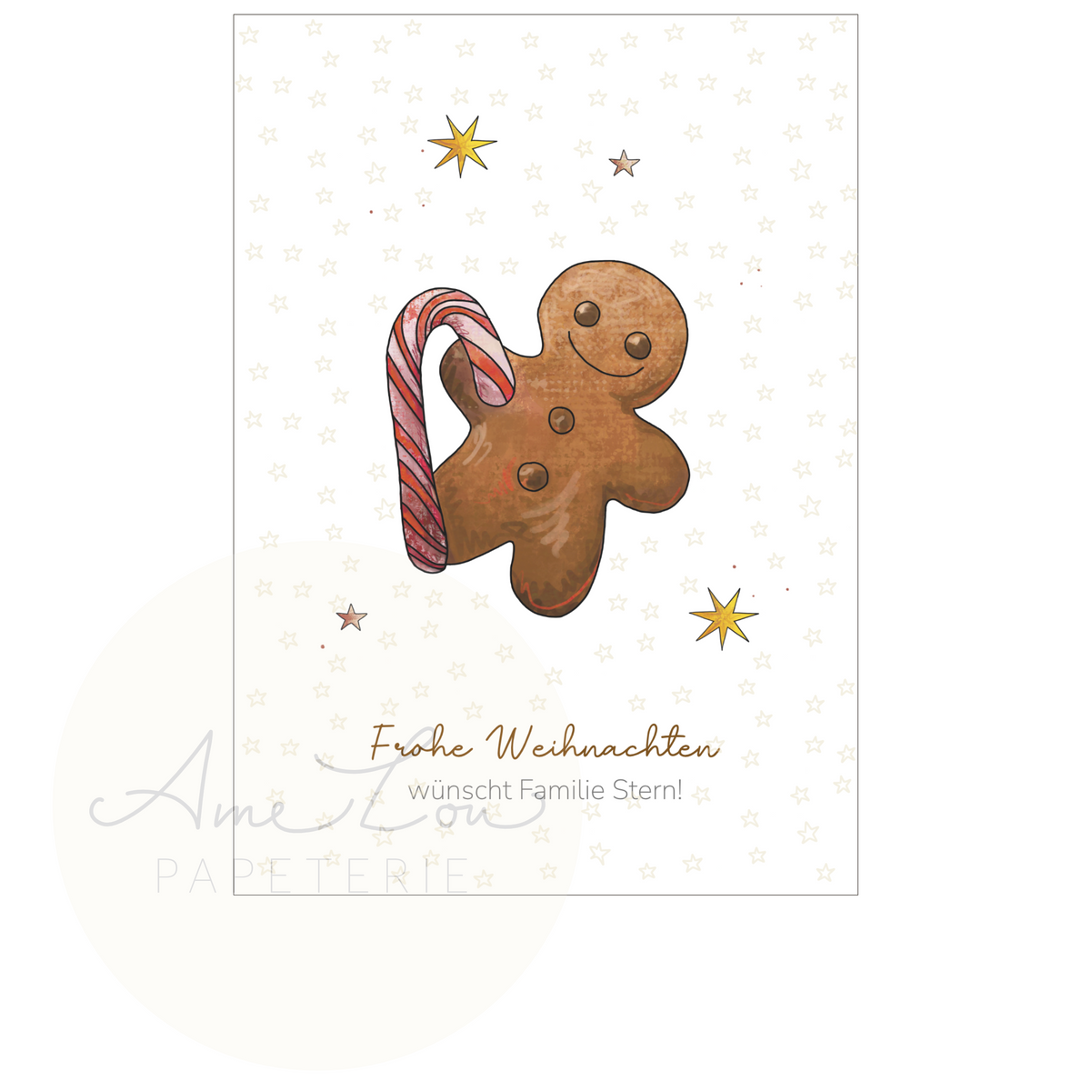 Personalisiert Weihnachtskarten 'Lebkuchenfamilie' – Für Kinder & Enkel, 15x15 Cm