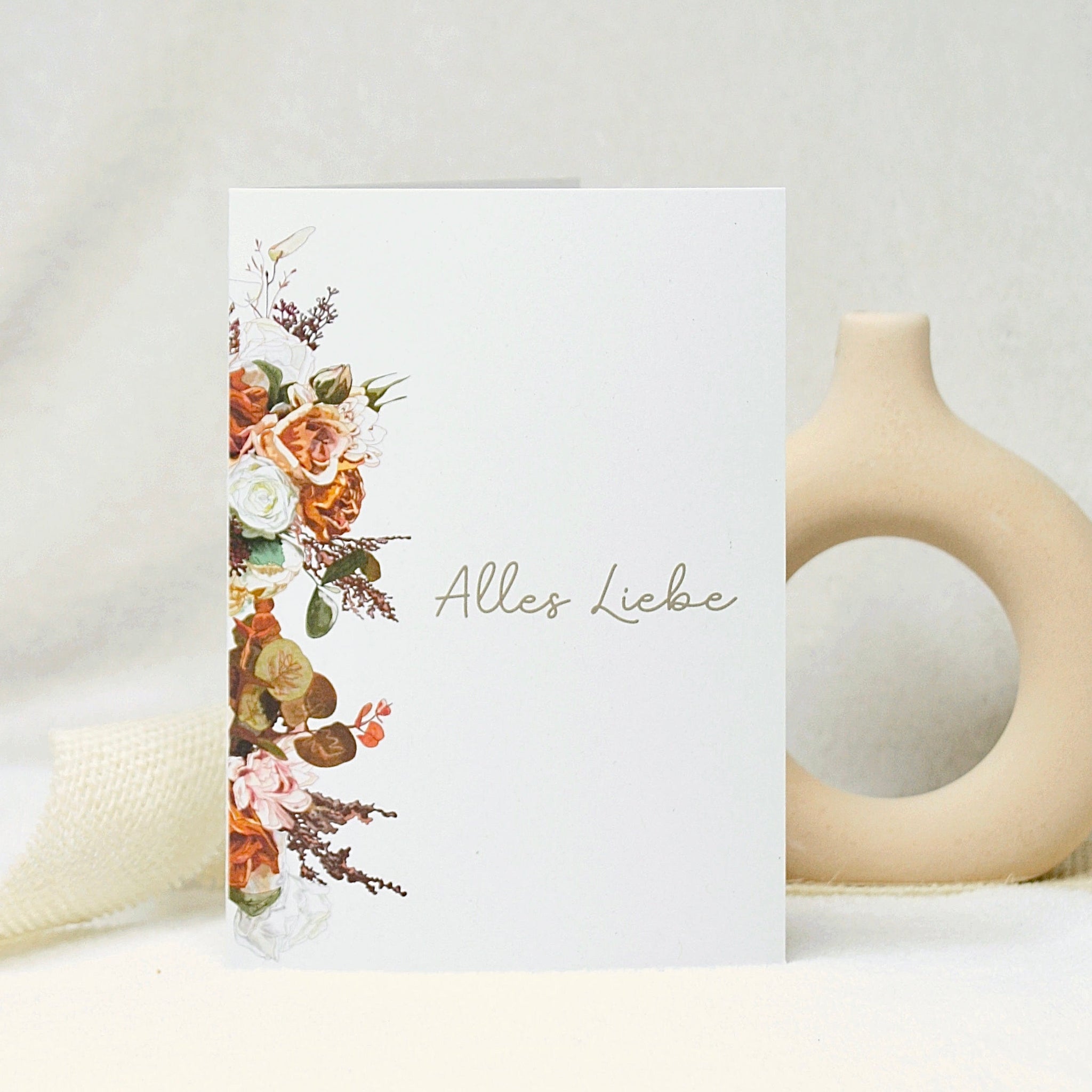 Klappkarte/ Postkarte Blumen "Alles Liebe" - personalisierbar