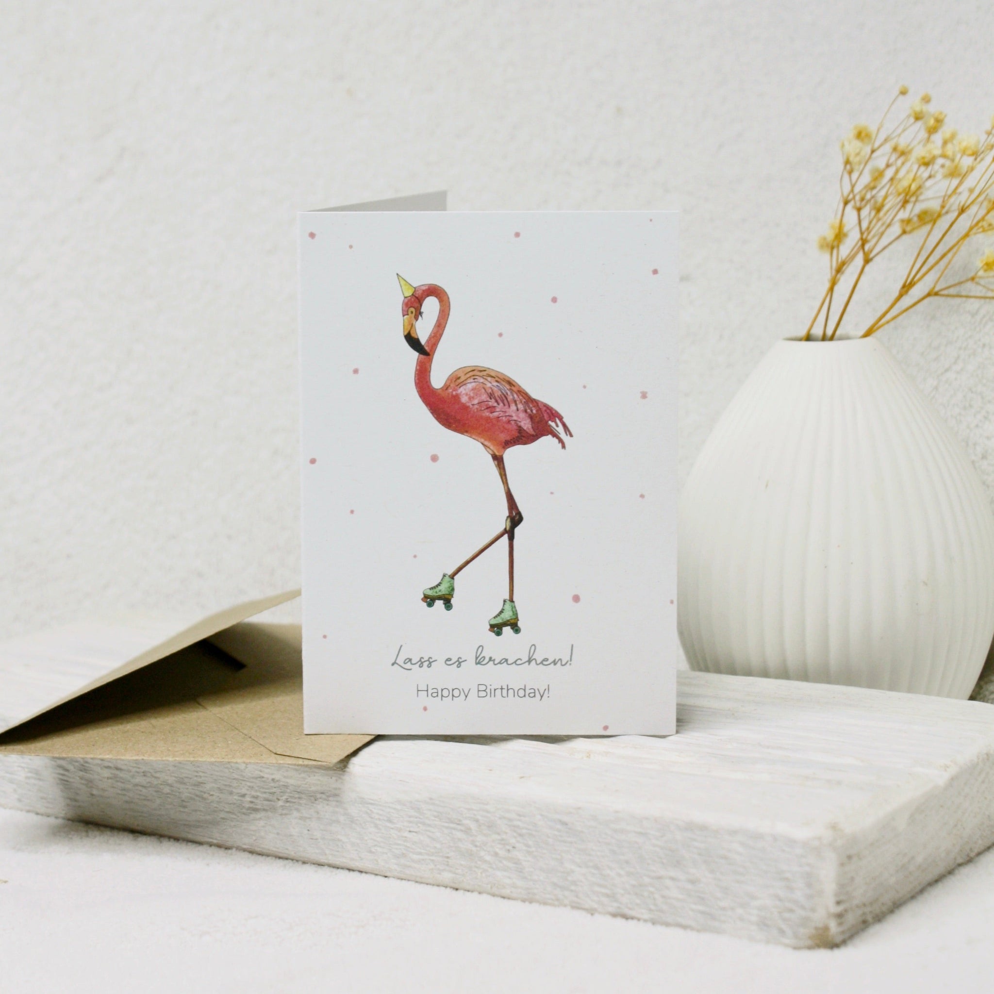 Minikarte zum Geburtstag "Flamingo"