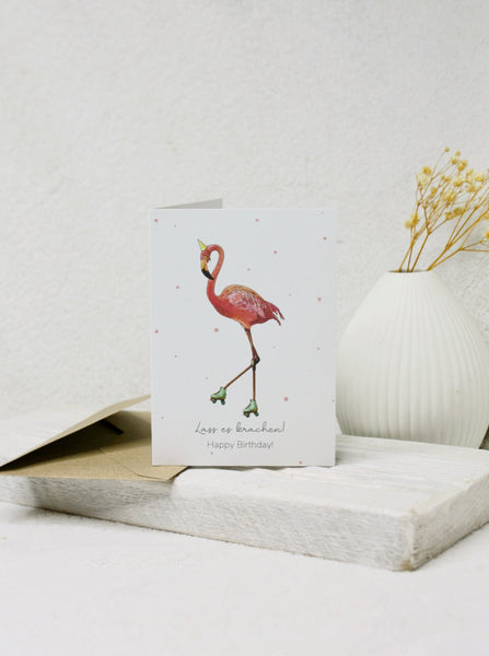 Minikarte zum Geburtstag "Flamingo"